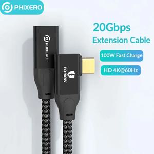 PHIXERO 샤오미 닌텐도 스위치용 익스텐션 케이블, USB 3.2 Gen 2, USB 익스텐션 케이블, C타입 연장 코드, PD 100W, 20Gbps