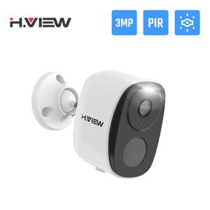 H.VIEW PIR 배터리 구동 무선 야외 카메라, 스포트라이트 사이렌 포함, 2K 3MP 와이파이 보안 카메라, 양방향 오디오, 방수