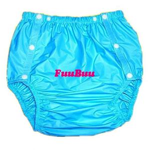 FUUBUU2203-Blue-L-1PCS 성인용 일회용 플라스틱 기저귀 바지, PVC 반바지, 무료 배송