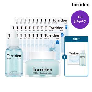 [3종구성] 다이브인 저분자 히알루론산 마스크30매+수딩크림100ml+세럼50ml (+토너50ml+멀티패드10매입X1개)