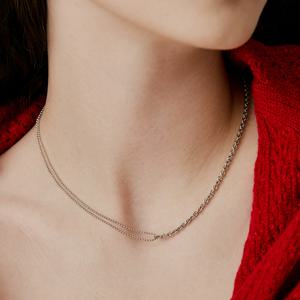 Two Line Mix Chain Necklace_VH2479NE002M