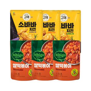 고메 소바바치킨 소이허니 순살 x1개+윙 x1개+봉 x1개+비비고 쌀 떡볶이 2인분(575g) x3개