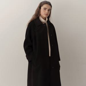 cashmere wool balmacaan coat (black)