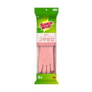 스카치브라이트 베이직 고무장갑 5켤레, 파스텔 핑크, 중(M), 1세트