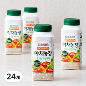 파스퇴르 야채농장 유기농 과일야채주스, 190ml, 24개