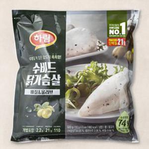 하림 수비드 닭가슴살 바질&올리브 6개입, 600g, 1봉