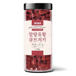 개기월식 말랑 유황 큐브 져키 강아지간식, 1.1kg, 1개, 소고기+황태