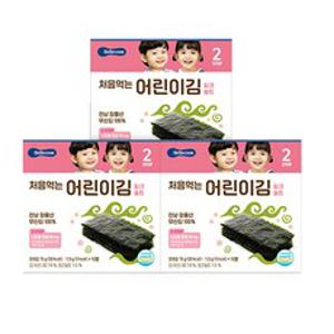 베베쿡 처음 먹는 어린이 김 15g, 핑크솔트, 3개