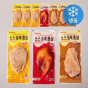 굽네 소스 듬뿍 통살 닭가슴살 허니갈릭맛 110g x 4개 + 누룽지 삼계탕맛 110g x 4개 + 숯불 바베큐 110g x 2개 세트 (냉동), 1세트