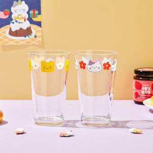 [버터샵] 버터패밀리 유리컵 460ml 2P SET 버터군+밀크캣