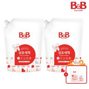 비앤비  유아 섬유세제 베이비파우더향 1500ml 리필형 2입(저자극/천연유래성분)+증정품_J830