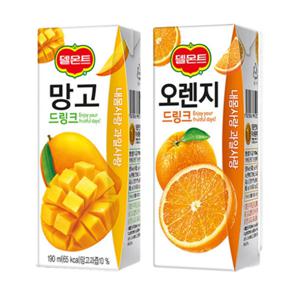 델몬트 오렌지 + 망고드링크팩 190ml 각24팩(총48팩)/과즙주스/주스/음료/과채음료