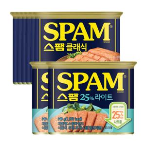 스팸 클래식 340g x6+스팸 25%라이트 340g x2