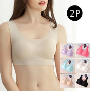 2P M~5XL 패드추가증정 빅사이즈 심리스브라 노라인 무봉제 언더웨어 누디 모달 매쉬 까미샵