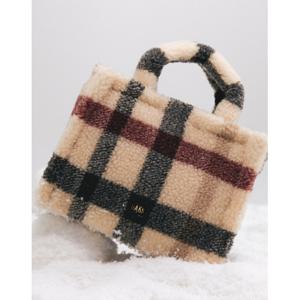 닥스 액세서리 24FW CHECK FUR 베이지 체크 에코퍼 토트백 DCBA4F996I2