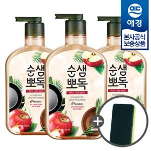 [애경]순샘 뽀독 주방세제 애플향 750ml x3개 + 수세미 증정