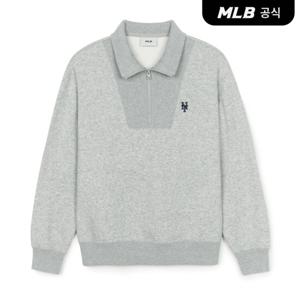 [MLB] 베이직 스몰로고 기모 반집업 맨투맨 NYM (Melange Grey)