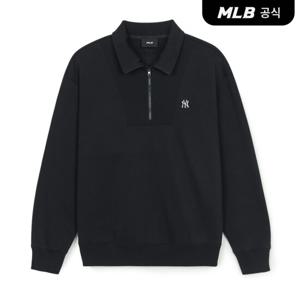 [MLB] 베이직 스몰로고 기모 반집업 맨투맨 NY (Black)