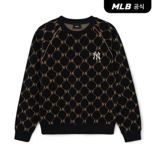 [MLB] 다이아 모노그램 자카드 파이핑 맨투맨 NY (Black)