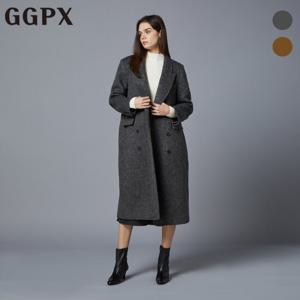 GGPX  더블 카라 버튼 헤링본 울 코트 (GOBCT003F)