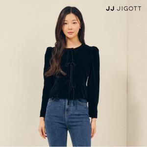 (JJ지고트) 벨벳 리본 퍼프 페플럼 블라우스 GPCP0BL901