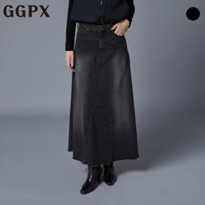 GGPX  빈티지 워싱 A라인 데님 롱 스커트 (GOBSK027F)