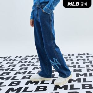 [MLB] 남성 베이직 메가로고 와이드 데님팬츠 NY (Indigo)