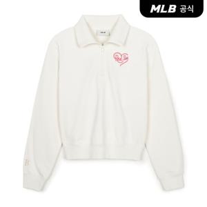 [MLB] 여성 하트 크롭 반집업 맨투맨 BOS (Cream)