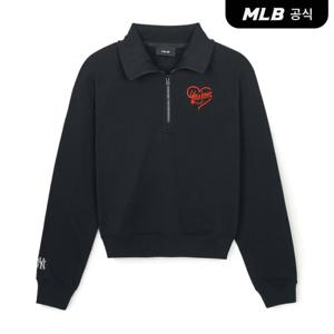 [MLB] 여성 하트 크롭 반집업 맨투맨 NY (Black)