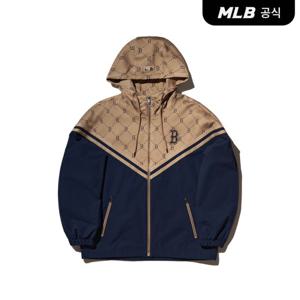 [MLB] 다이아 모노그램 테이핑 배색 자가드 바람막이BOS (Beige)