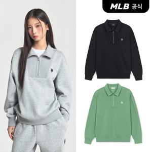 [MLB] 베이직 스몰로고 기모 반집업 맨투맨 (3 COLOR)