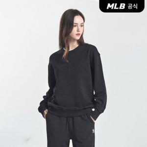 [MLB] 베이직 엠보 레터그래픽 오버핏 맨투맨 NY (Black)