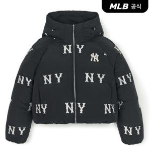 [MLB] 여성 메가그램 자수튜브 후드 크롭패딩 NY (Black)