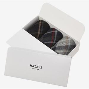 [HAZZYS] 블랙 체크배색 면혼방 중목양말3종세트 HJSS2E152WT