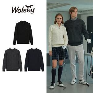 [Wolsey]울시 24FW 남성 퓨어코튼100 케이블 니트 3종 세트