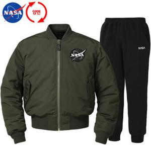 NASA 나사 남녀공용 양면 리버시블 항공점퍼+면 조거팬츠 상하세트 N-853UKH+N-350PBK 빅사이즈