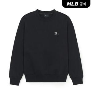 [코리아공식] 베이직 스몰로고 오버핏 기모 맨투맨 NY (Black)