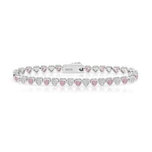 Ice block pink heart tennis bracelet (WG)(400024)