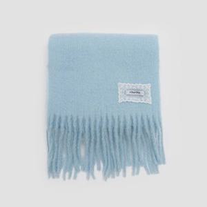 LACE LABEL HAIRY MUFFLER LIGHT BLUE