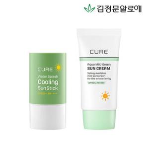 [김정문알로에] 큐어 마일드 선크림(무기자차) 40ml+쿨링선스틱