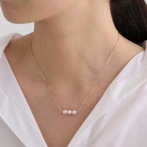 14K 스트레이트 3mm 4mm 6mm 체인 진주목걸이