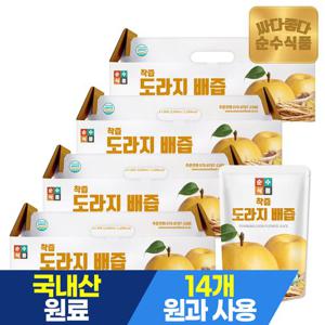 순수식품 물 넣지 않은 NFC 착즙 도라지 배즙 4박스(100ml x 120포) 배도라지즙 배+도라지