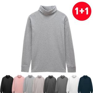 ★[1+1]남여공용 무지 기모목폴라 티셔츠(M-XL)7컬러