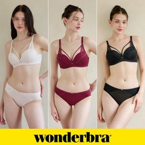 [Wonderbra] 하트핏 노와이어 브라팬티 6종세트 오트밀+레드+블랙 WBW4O091011_T