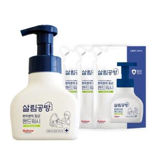 살림공방 핸드워시 250ml+200ml 리필3개(파우더향/숲속향 택1)