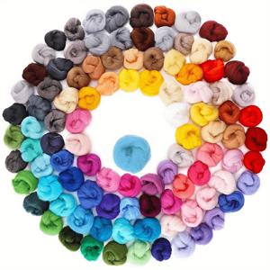 TEMU 100pcs 색상 바늘 Felting 양모 섬유 양모 DIY 공예 재료에 대 한 로빙, 회전 혼합 사용자 지정 색상에 대 한 바늘 펠트 로빙