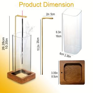 TEMU AiScrofa 유리 및 나무 향 스틱 홀더, 방재 설계 - 향기로 인한 손상 없음 - 크리스마스, 할로윈, 부활절, 하누카, 추수감사절에 이상적 - 재 수집 향 버너