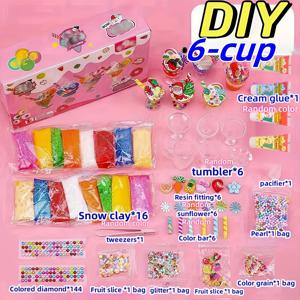 TEMU DIY 아이스크림 공예 키트 - 6/3 컵 세트, 학교로 돌아가는 길 & 졸업 선물용 재미있는 수제 디저트 만들기 활동, 예술적인 보관 및 운반 포함