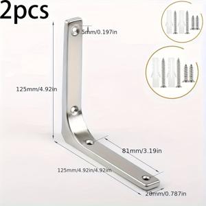 TEMU 무거운 짐을 견딜 수 있는 스테인리스 스틸 선반 받침대 - 2개 팩 L자형 벽걸이 지지 각도 받침대, AV 카트 및 스탠드용 나사 포함