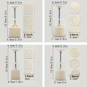 TEMU 4 세트, 문 케이크 몰드, 12pcs DIY 핸드 프레스 쿠키 스탬프, 문 케이크 메이커, 원형 및 사각형 모양의 과자 도구, 중순 가을 축제, 베이킹 도구, 주방 가제트, 주방 악세사리, 가정용 주방 용품